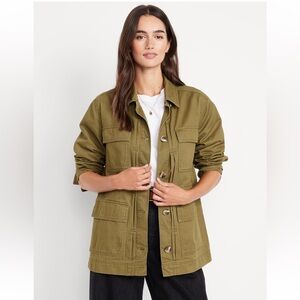 Old Navy Cinched Waist Twill Utility Jacket